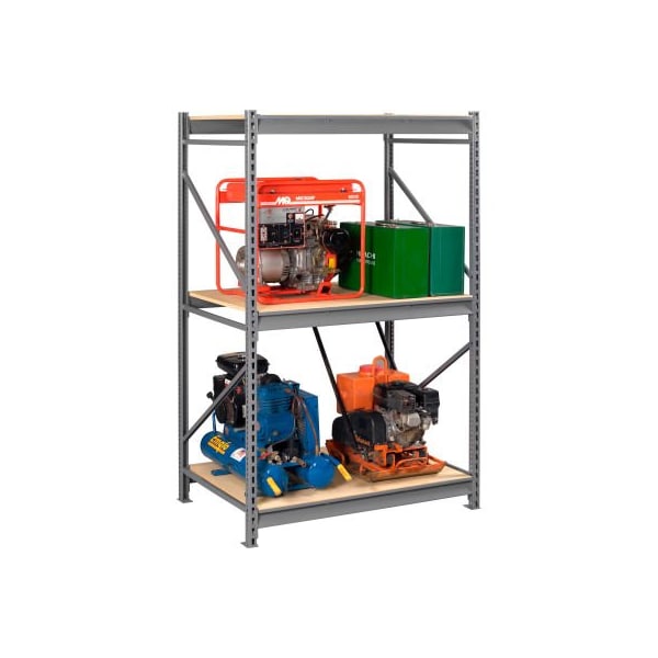 Tennsco Bulk Storage Rack, Wood Deck, 48"Wx36"Dx96"H, Starter, Medium Gray